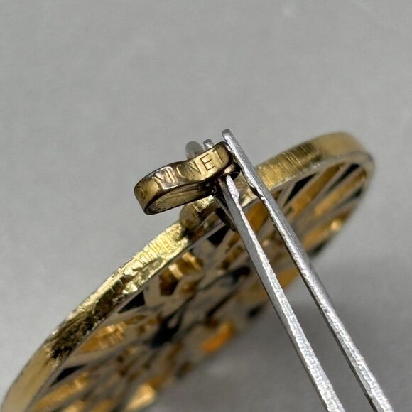 Vintage PacBell Telephone Pendant Gold Tone Bell Logo People Holding Hands - Picture 5 of 5